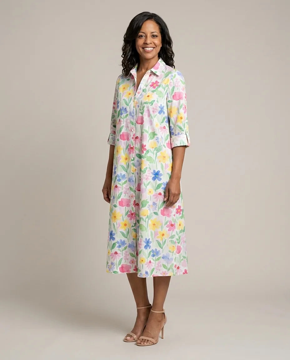 Paige | Stylish Midi Dress — Multicolored Floral