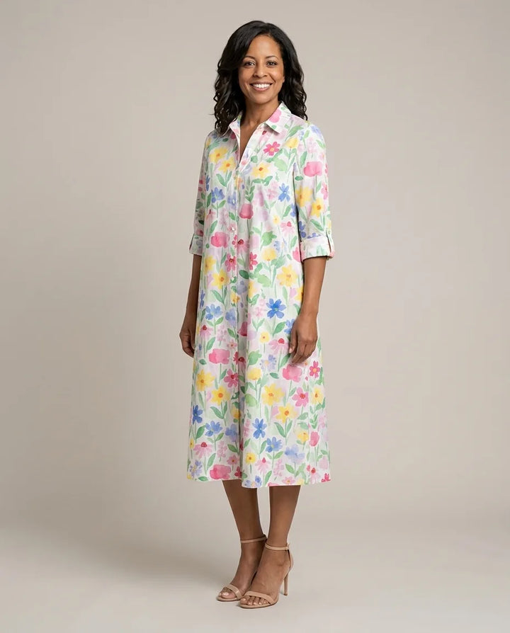 Paige | Stylish Midi Dress — Multicolored Floral