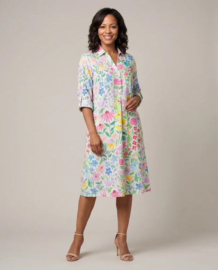 Paige | Stylish Midi Dress — Multicolored Floral