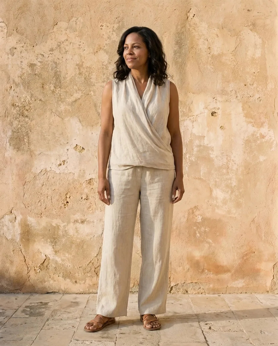 Genevieve | Relaxed Linen-Blend Three-Piece Set — Natural