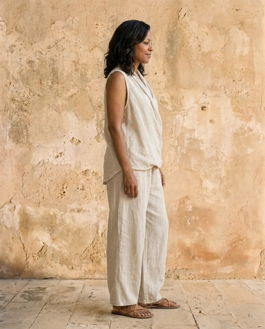 Genevieve | Relaxed Linen-Blend Three-Piece Set — Natural