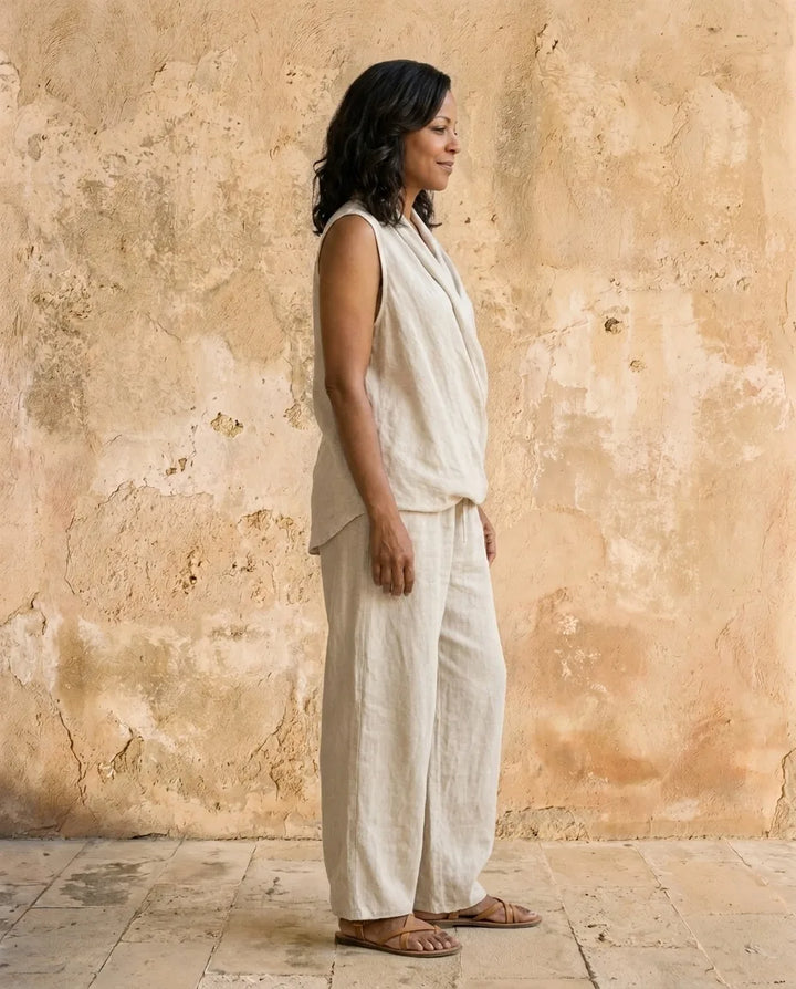 Genevieve | Relaxed Linen-Blend Three-Piece Set — Natural