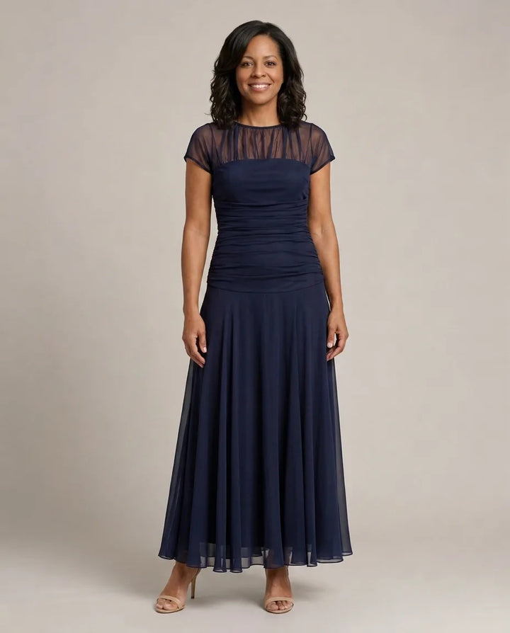 Lauren | Chiffon Dress — Navy Blue