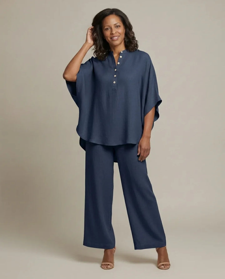 Meet Mariel, the two-piece set that defines effortless elegance and all-day ease. — Navy