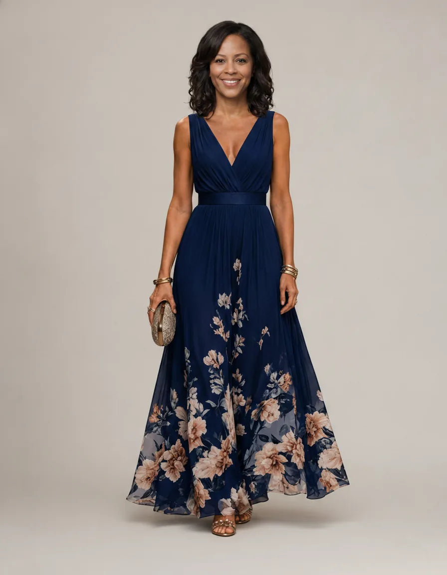 Mica | Sleeveless A Maxi Dress — Navyblue