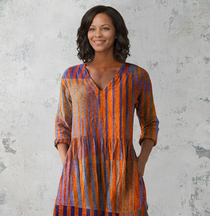 Nadia | Long Blouse with V-Neck — Orange