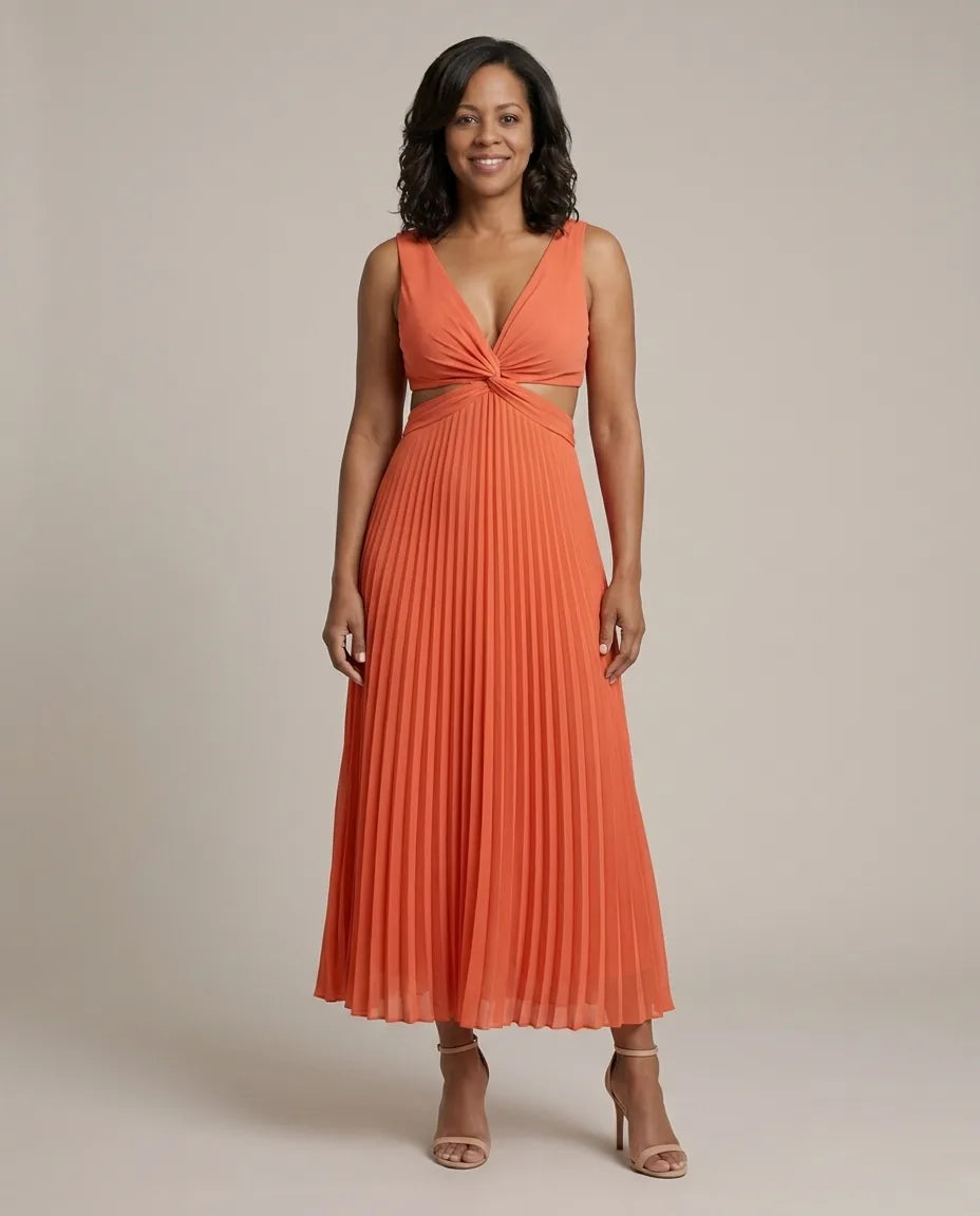 Keira | Radiant Twist Dress — Orange