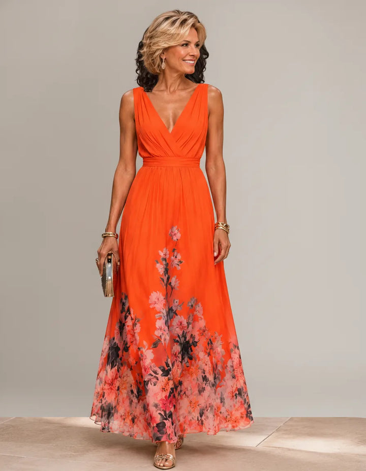 Mica | Sleeveless A Maxi Dress — Orange