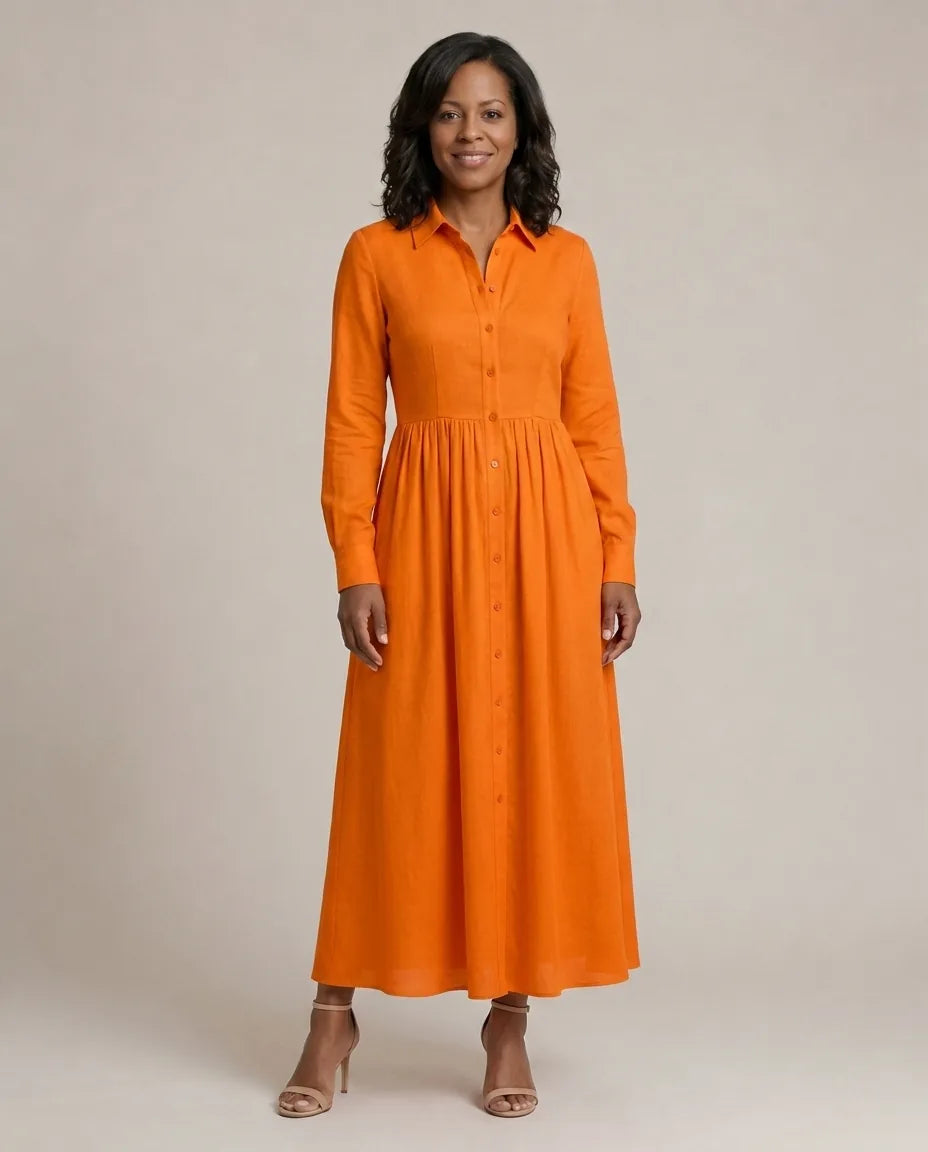 Lioren | Soft Flow Maxi Dress — Orange