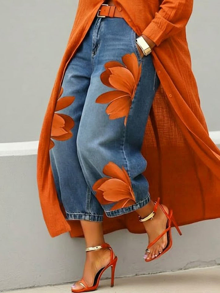 Nova | High Waist Ink Print Stretch Jeans