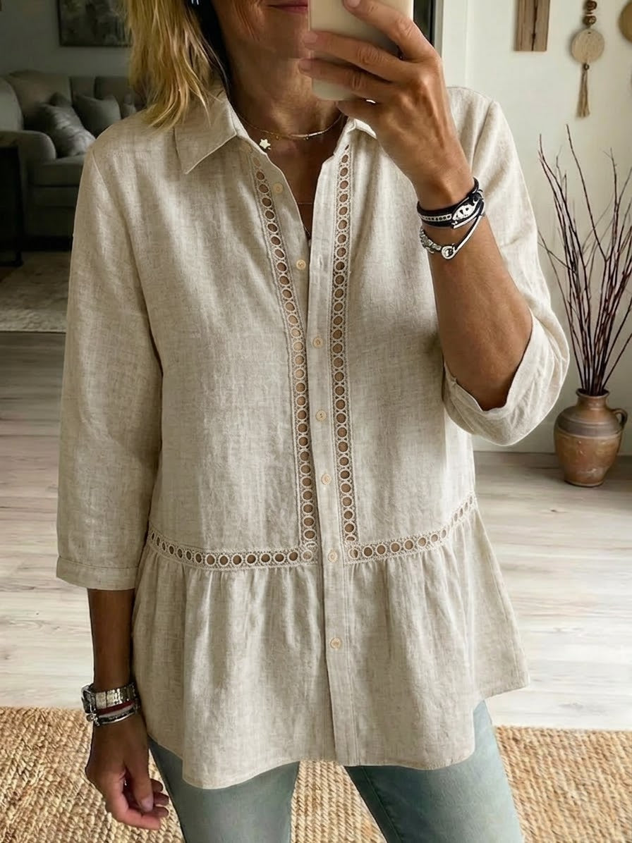 Luca | Casual Patchwork Linen Cotton Shirt