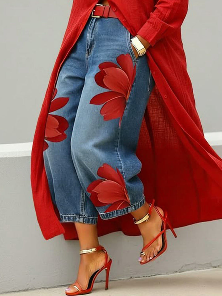 Nova | High Waist Ink Print Stretch Jeans