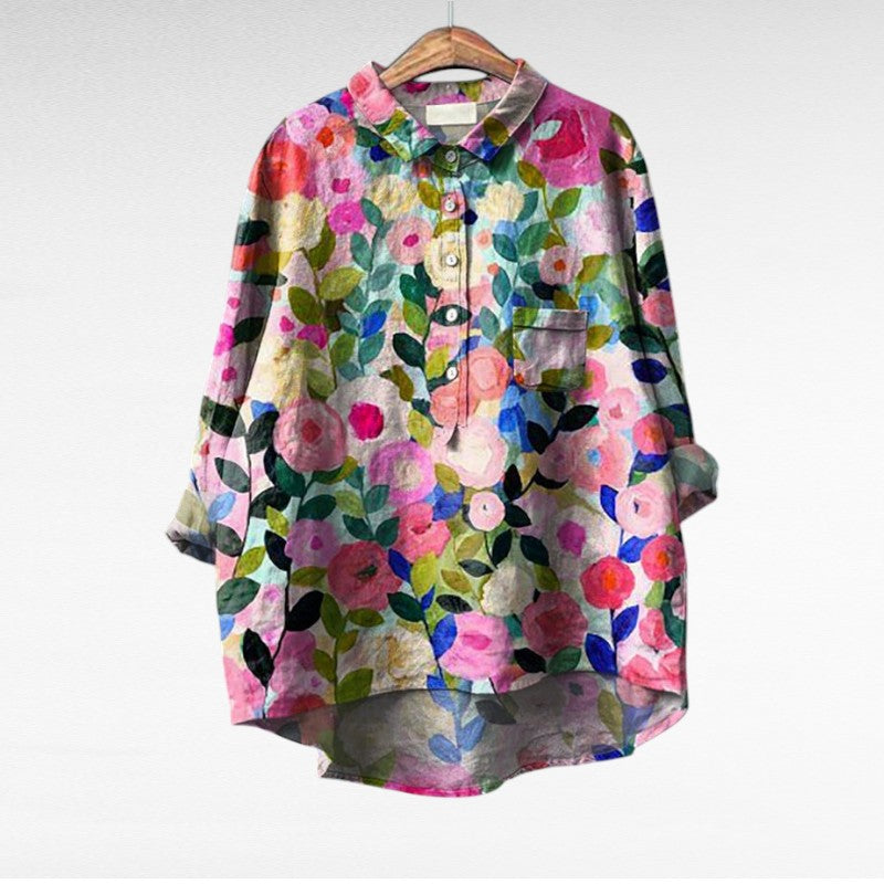 Claire | Elegant Linen Summer Blouse — product