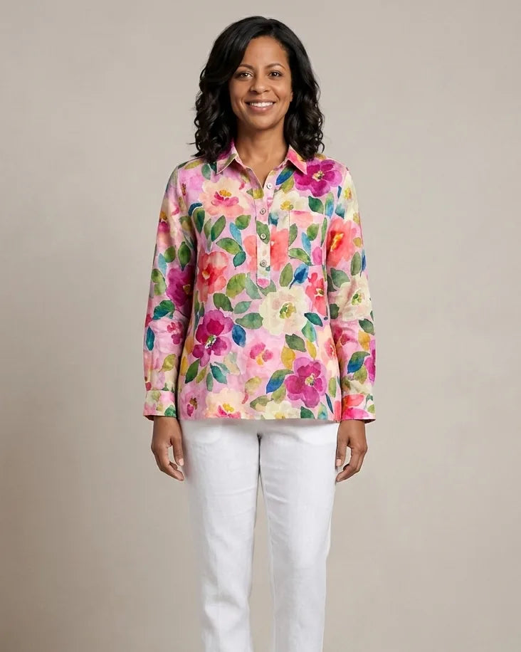 Claire | Elegant Linen Summer Blouse