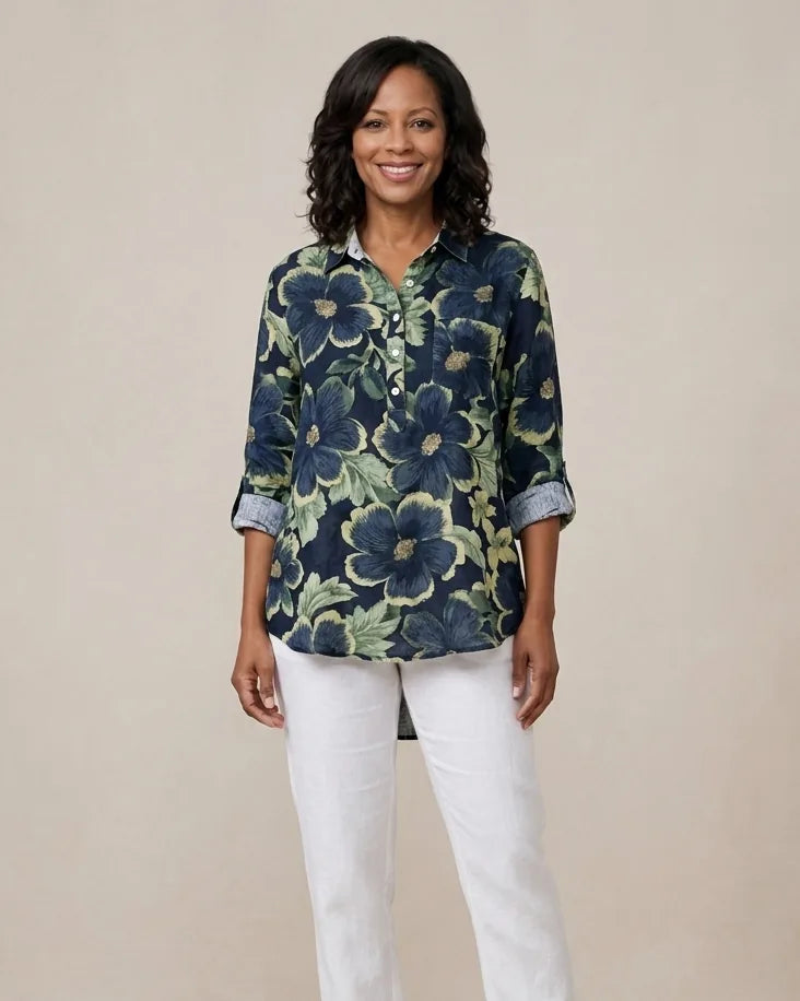 Camille | Elegant Linen Summer Blouse