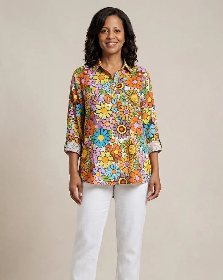 Noémie | Elegant Linen Summer Blouse