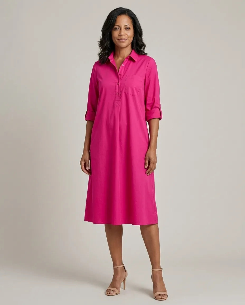 Chloe™ | Sophisticated Midi Dress — Pink