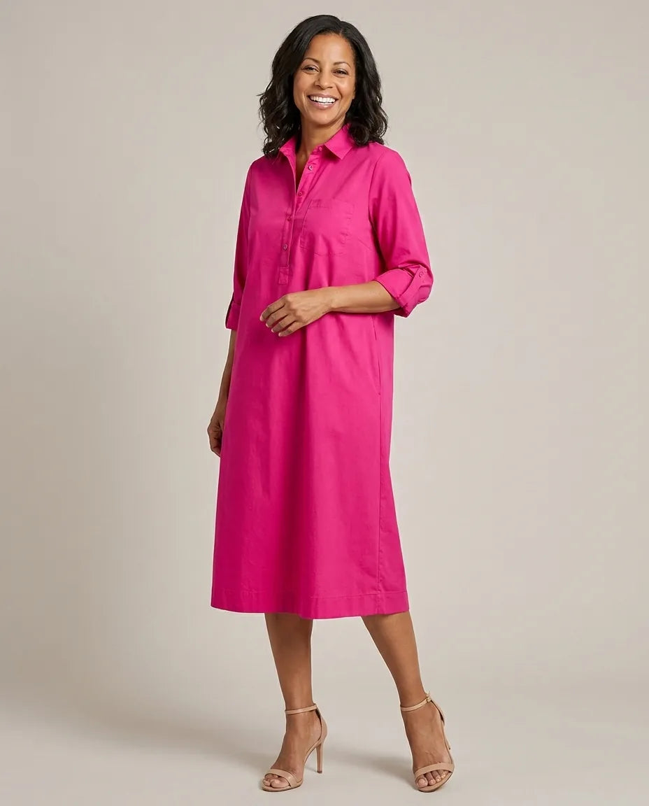 Chloe™ | Sophisticated Midi Dress — Pink
