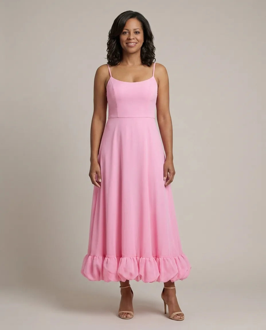 Eva | Elegant Flowing Dress — Pink