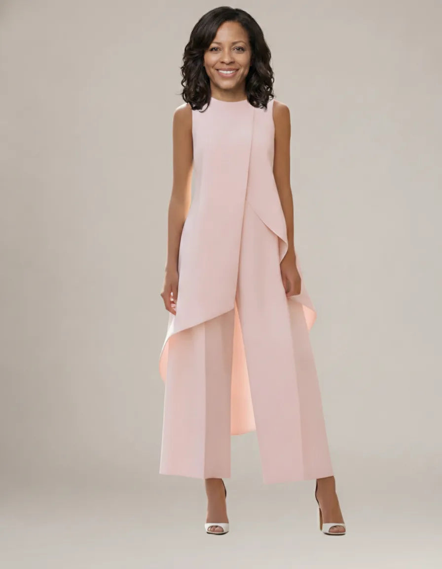 Viviana | Elegant Drop-Waist Jumpsuit — Pink