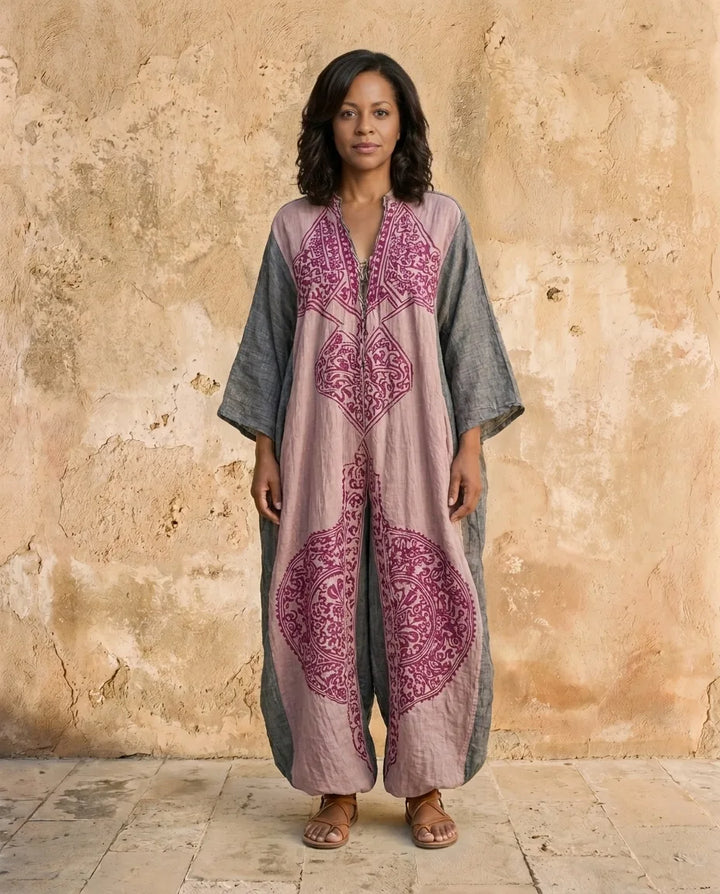 Amelia | Vintage Print Relaxed Two-Piece Set — Pink