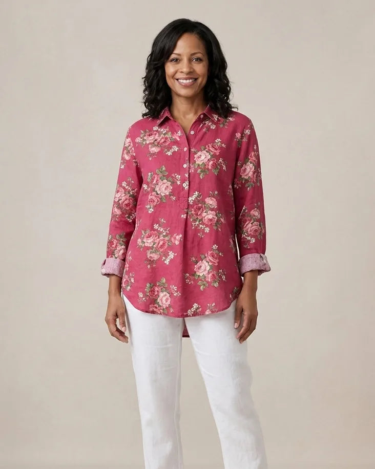 Tara | Elegant Linen Summer Blouse
