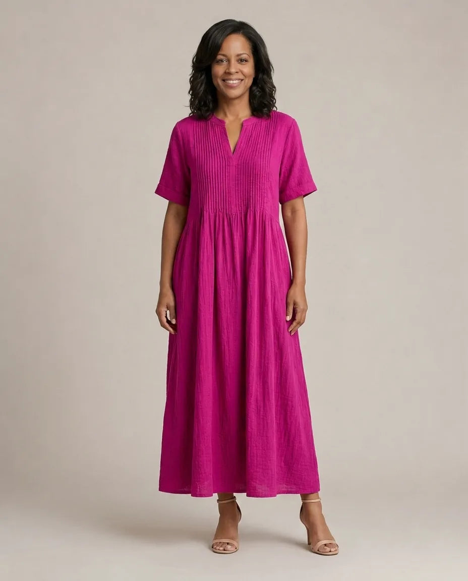 Nathalia | Pleated Dress — Pink
