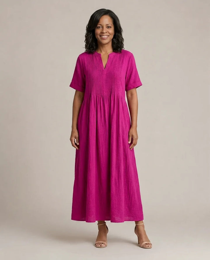 Nathalia | Pleated Dress — Pink