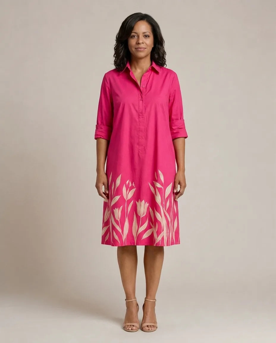 Annemarie | Comfortable Midi Dress — Pink