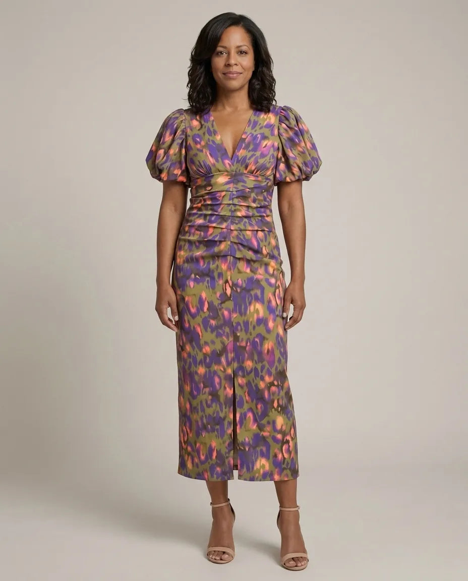 Eleanor | Dress with Puff Sleeves — Purple