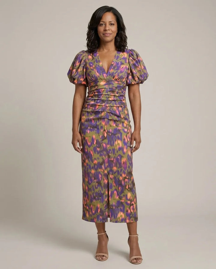 Eleanor | Dress with Puff Sleeves — Purple
