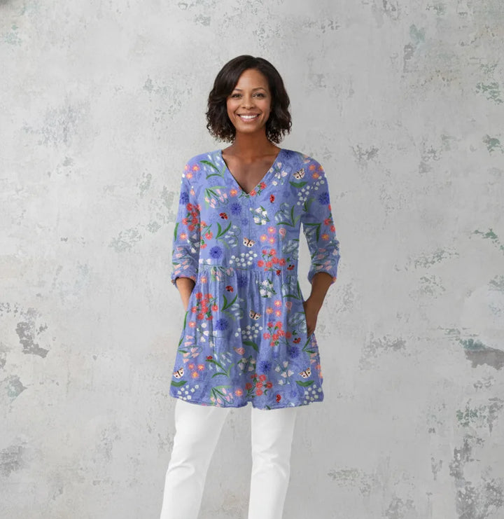 Aline | Long Blouse with V-Neck — Purple