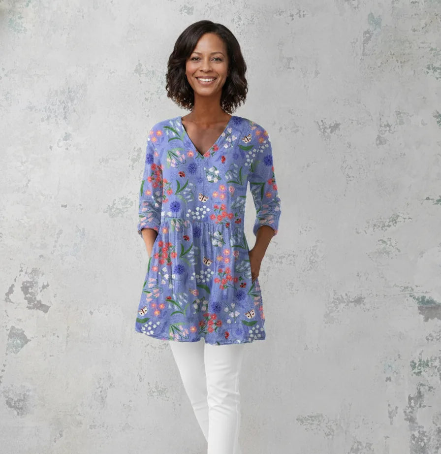 Aline | Long Blouse with V-Neck — Purple