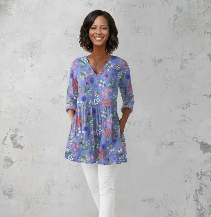 Aline | Long Blouse with V-Neck — Purple