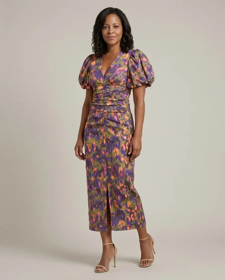 Eleanor | Dress with Puff Sleeves — Purple