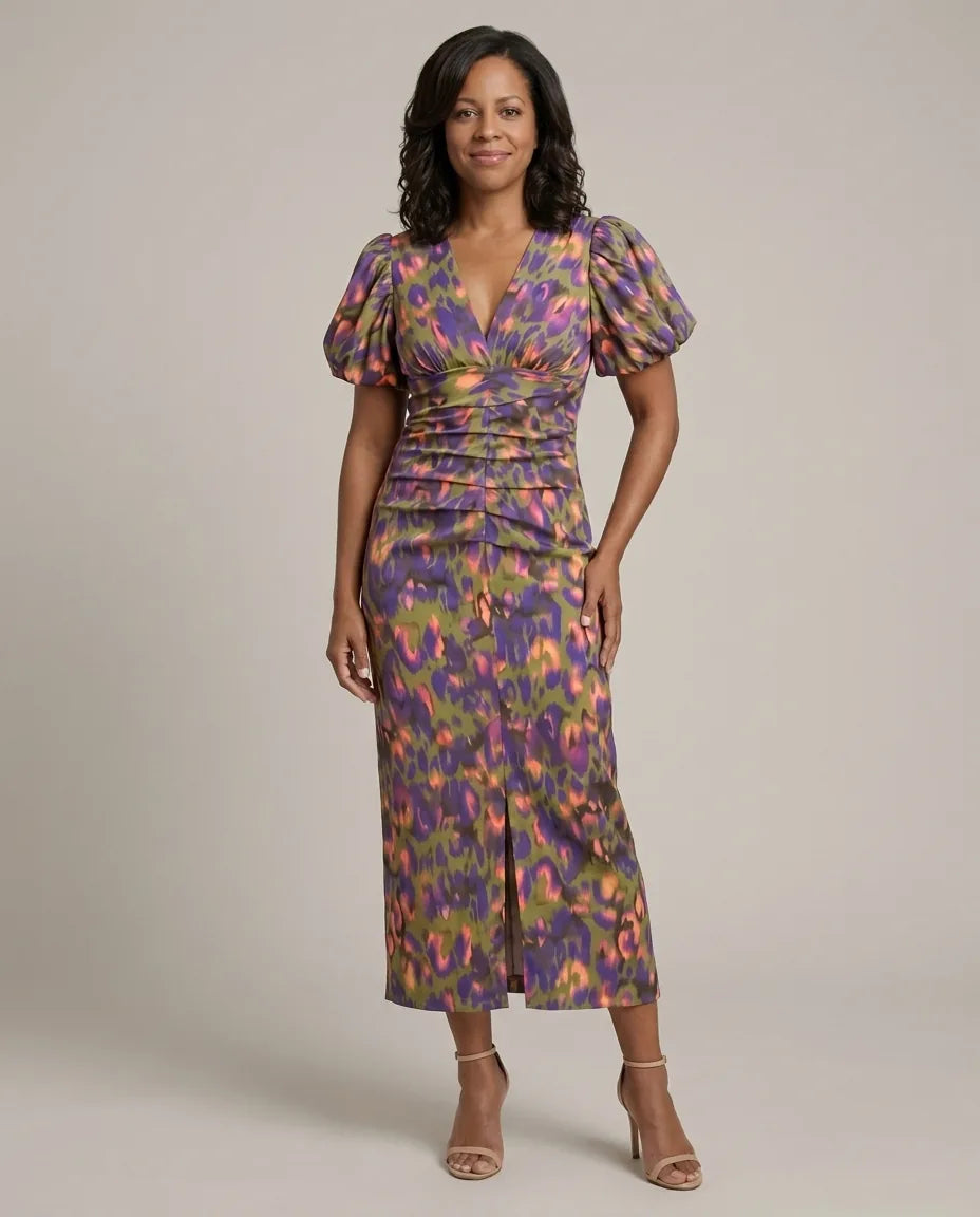 Eleanor | Dress with Puff Sleeves — Purple