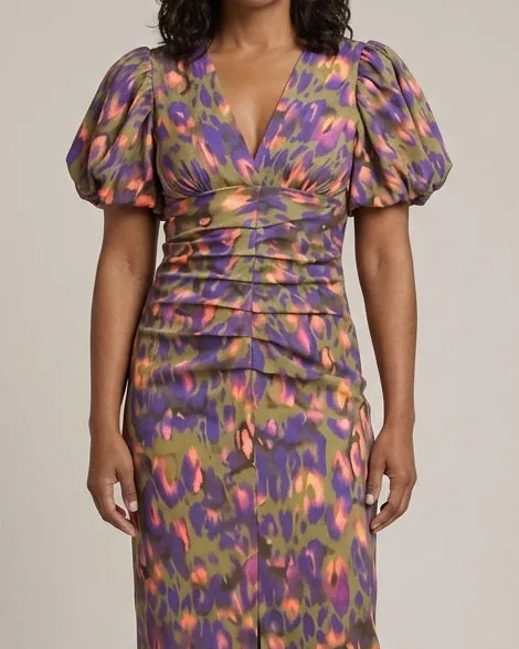 Eleanor | Dress with Puff Sleeves — Purple