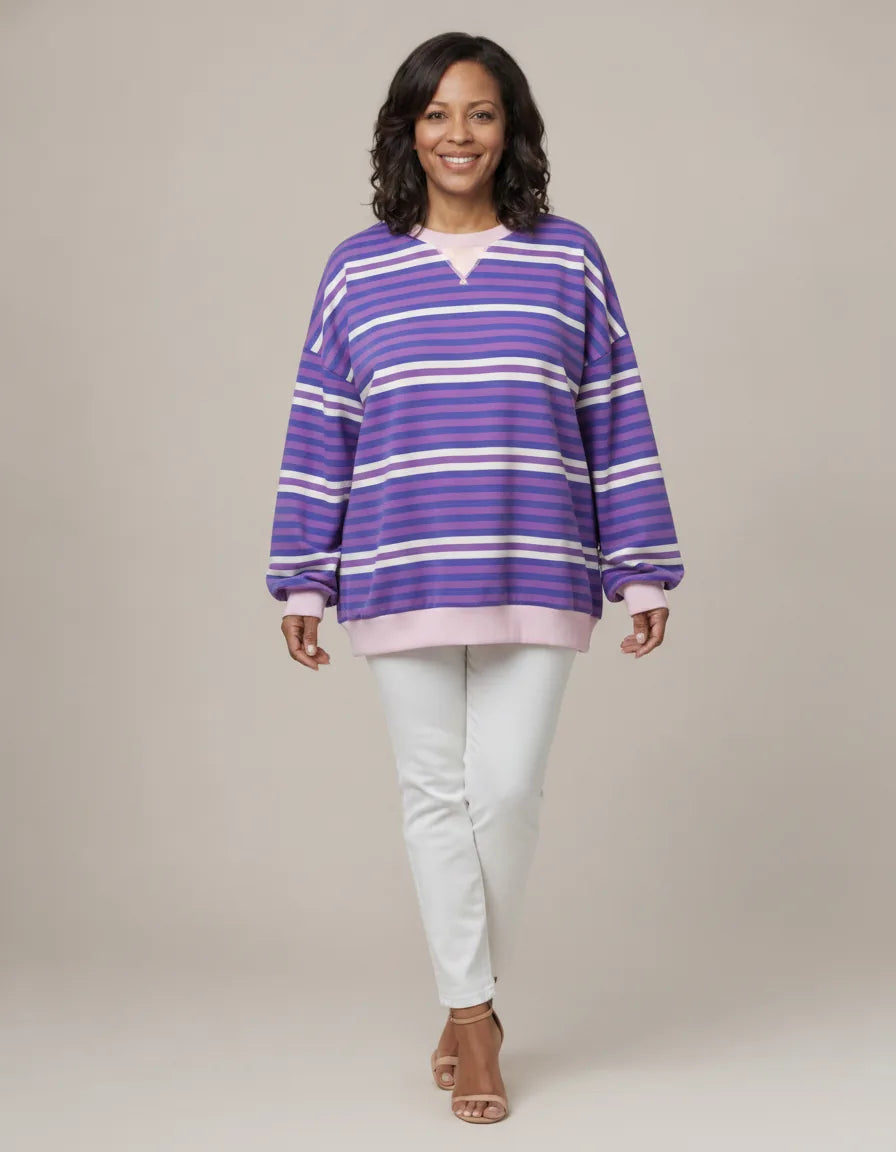 Luna | Striped Sweatshirt — Purple