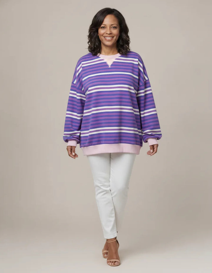 Luna | Striped Sweatshirt — Purple