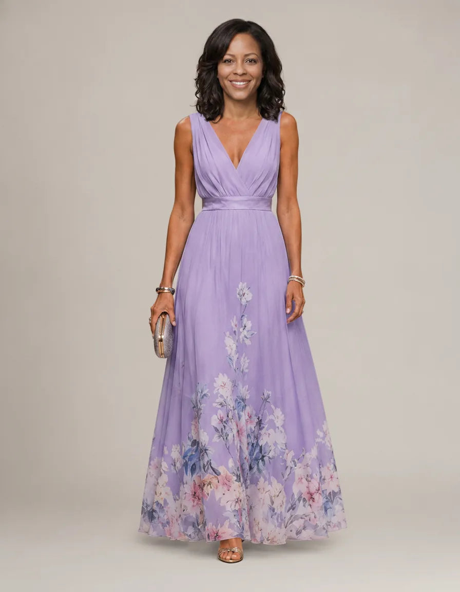 Mica | Sleeveless A Maxi Dress — Purple