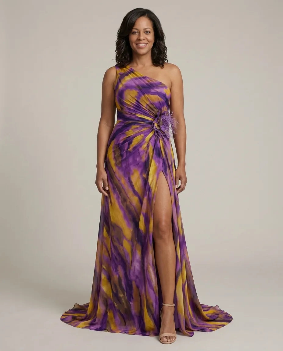 Cora | Vibrant Draped Dress — Purple