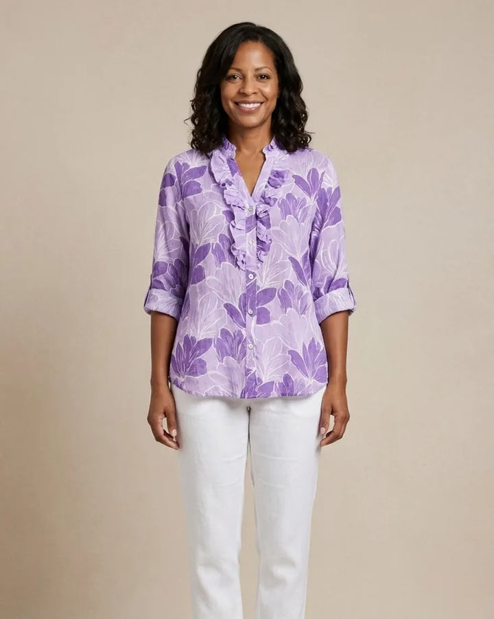 Lara | Elegant Linen Summer Blouse