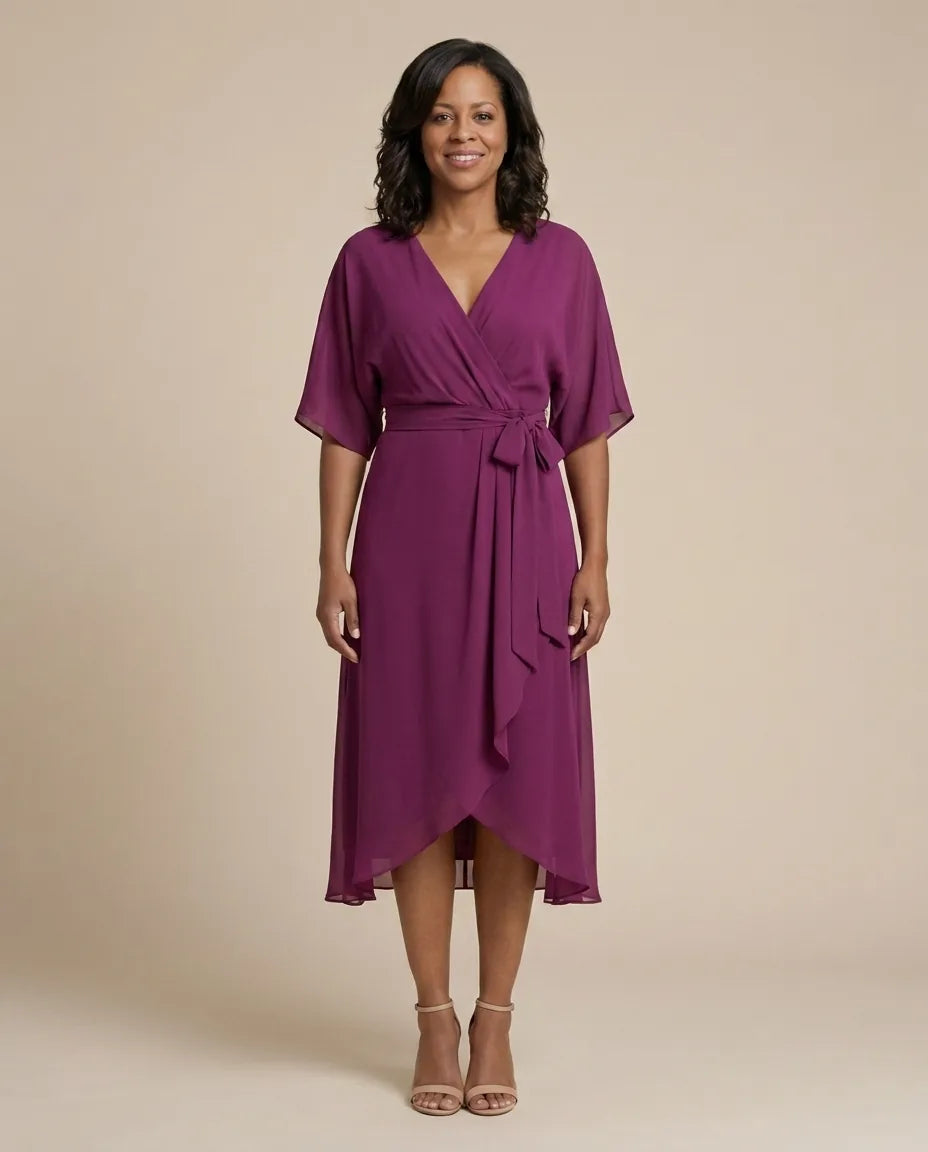 Monica | V-neck dress — Purple