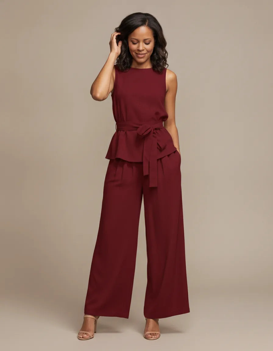 Discover Coordinated Sophistication and All-Day Comfort: The Camila Set — Red