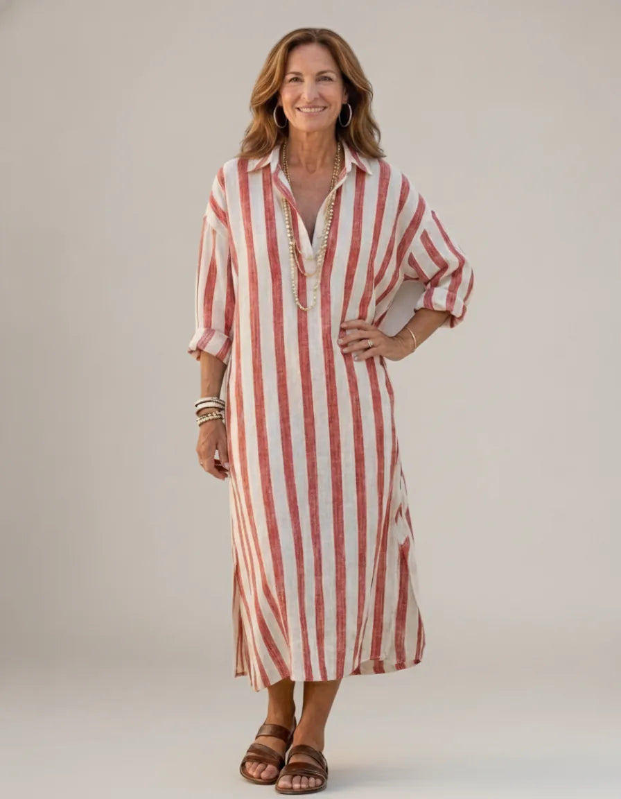 Naomi | Striped Dress — Red