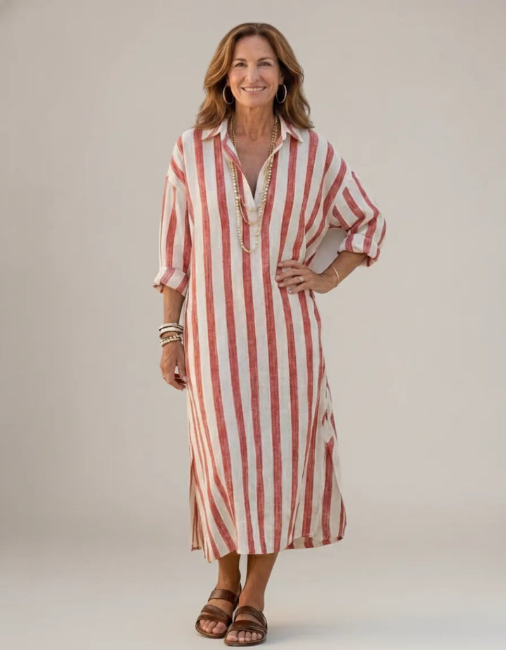 Naomi | Striped Dress — Red