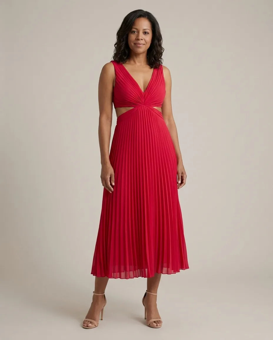 Keira | Radiant Twist Dress — Red