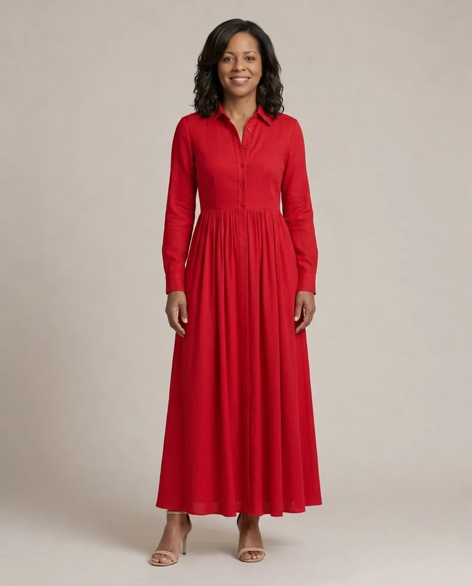 Lioren | Soft Flow Maxi Dress — Red