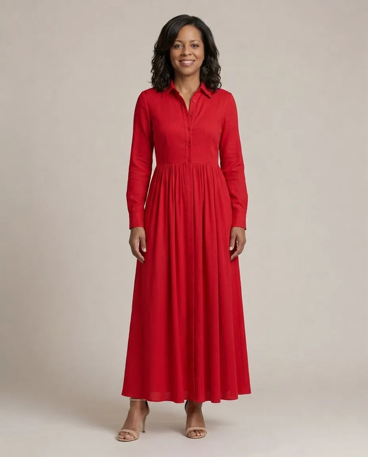 Lioren | Soft Flow Maxi Dress — Red