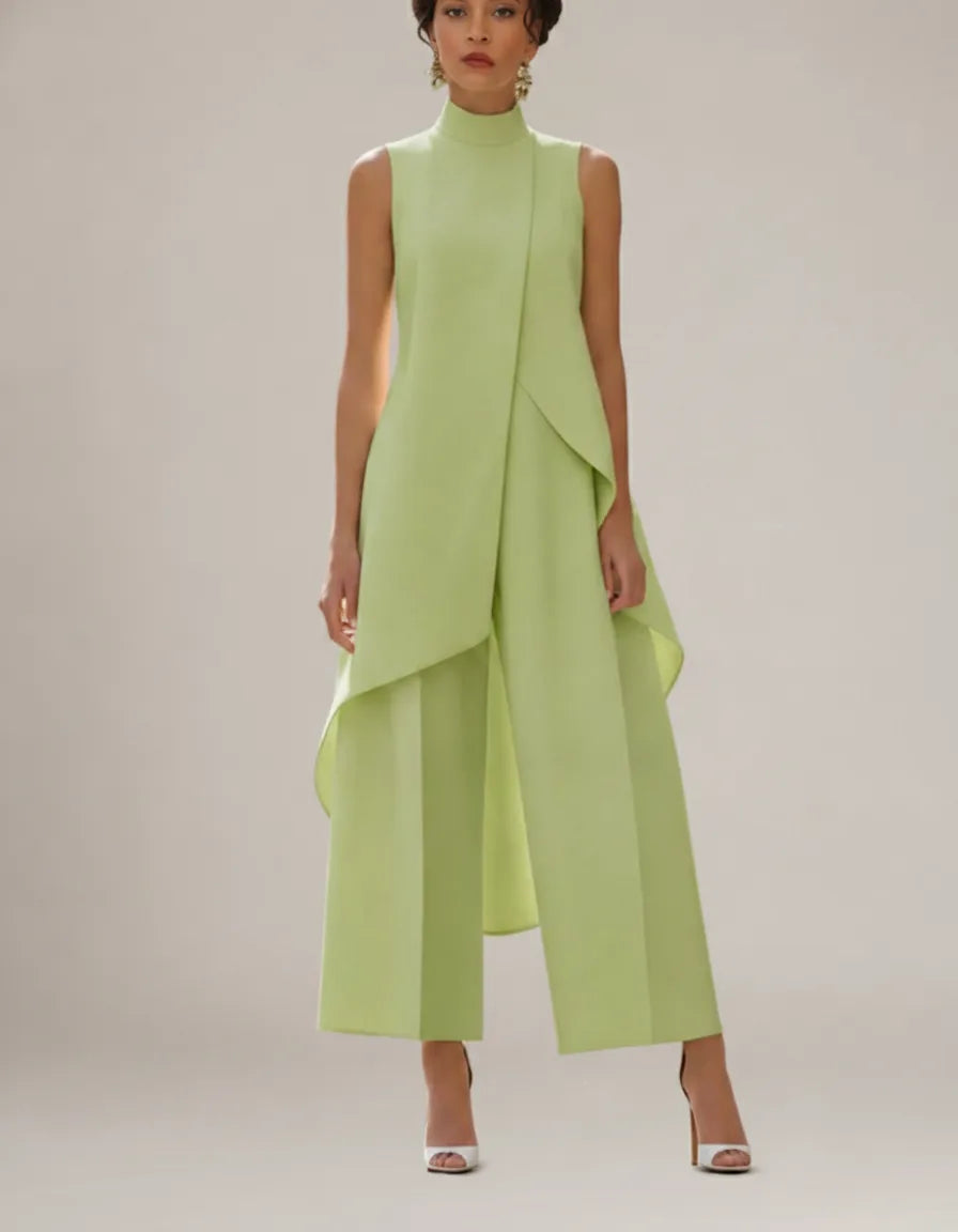 Viviana | Elegant Drop-Waist Jumpsuit — Sage Green
